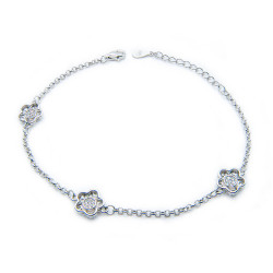 Pulsera Flores tres motivos con piedra Rodiada