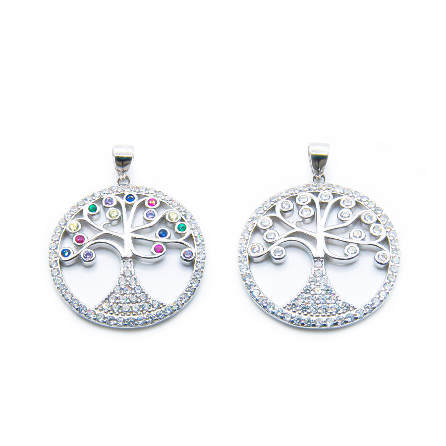 Colgante Árbol de la Vida con piedra 30mm Rodiado