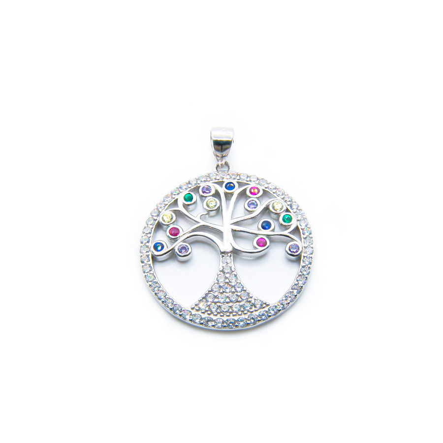 Colgante Árbol de la Vida con piedra 25mm Rodiado