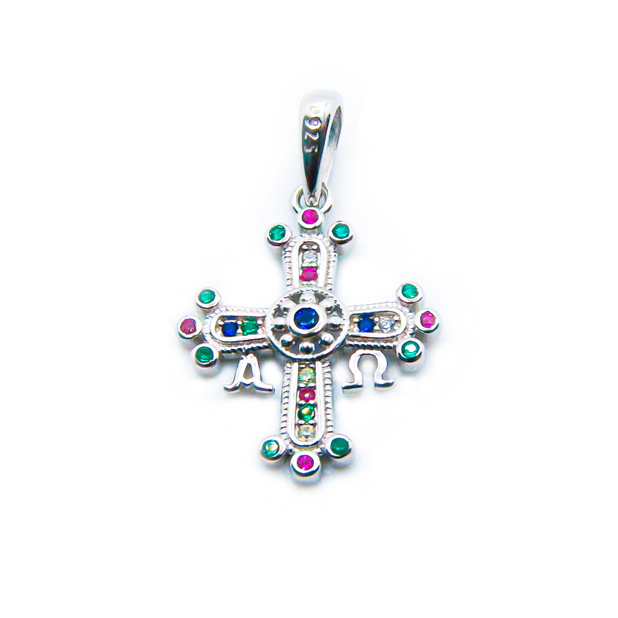 Colgante cruz de Asturias con piedras y Rodiada
