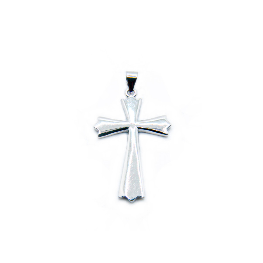 Colgante cruz lisa 25mm x 17mm Rodiada