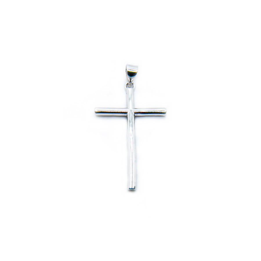 Colgante cruz lisa 25mm x 17mm Rodiada