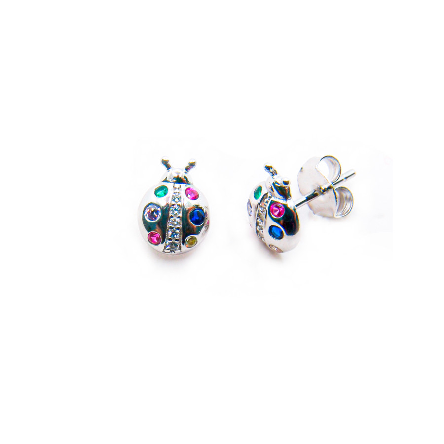 P. Pendientes Mariquita con piedras Rodiados