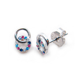 P. Pendientes aro doble liso y con piedra Rodiados