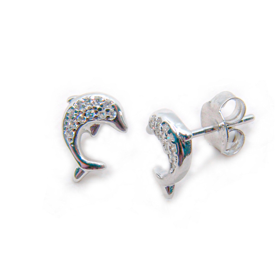 P. Pendientes Delfín con piedra Rodiados