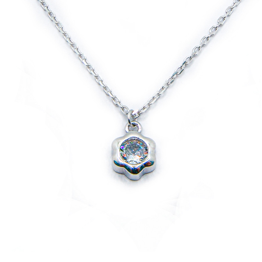 Gargantilla Chaton flor con piedra Rodiado