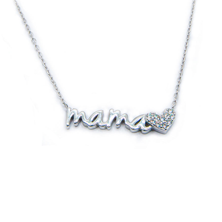 Gargantilla " mamá" Corazon con piedras Rodiada