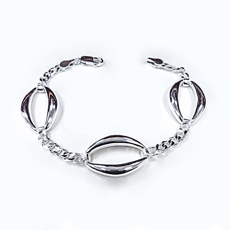 Pulsera lisa combinada c/cadena