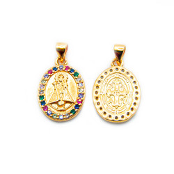 Colgante medalla Virgen de Covadonga con piedra y Rodiada