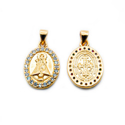 Colgante medalla Virgen de Covadonga con piedra y Rodiada
