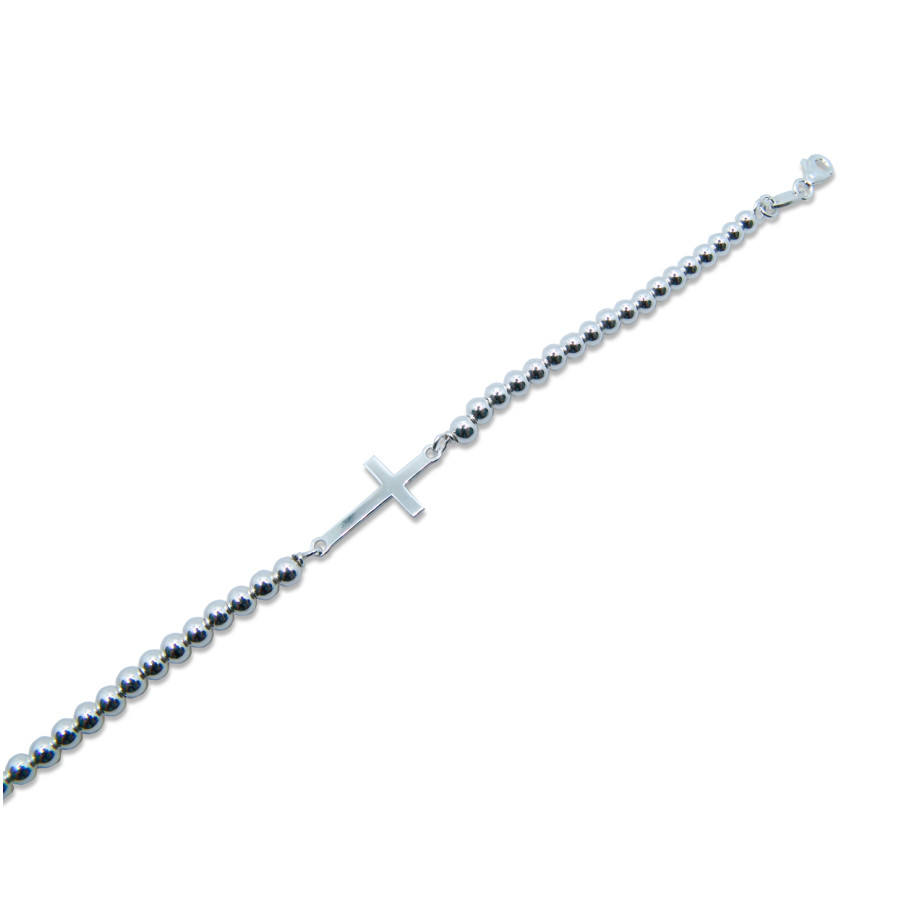 Pulsera Cruz de 12x24mm con Bolas de 4mm
