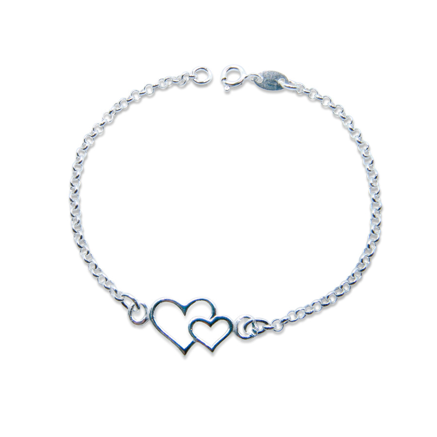 Pulsera Doble Corazón 11mm x 16mm