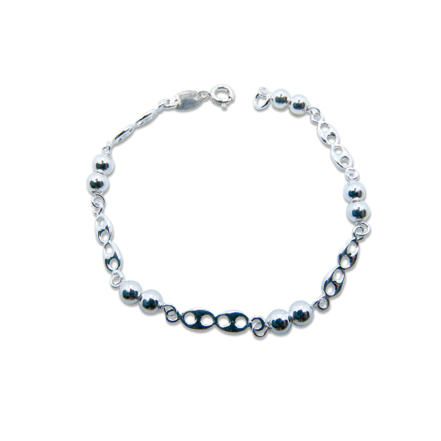 Pulsera de Bolas de 5mm combinada con calabrote macizo