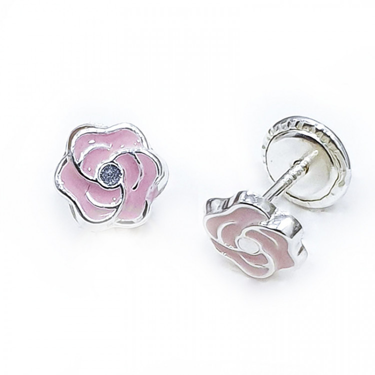 P. Pendientes Rosa esmaltada