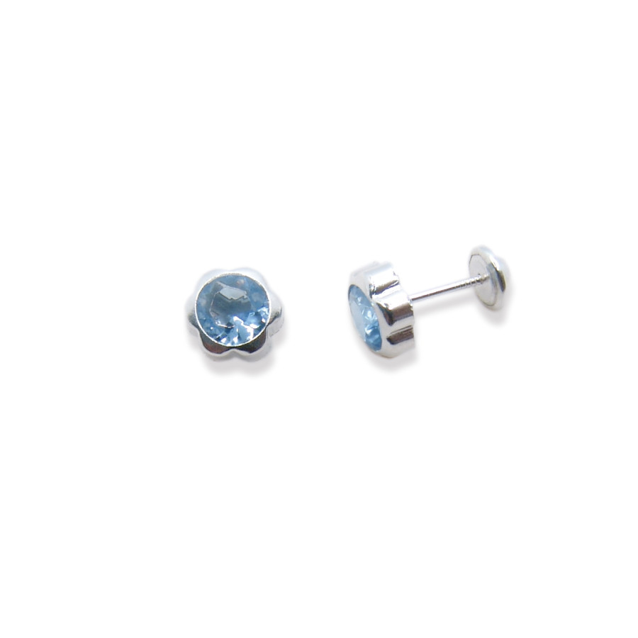 P. Pendientes Chatón Margarita azul de 6mm