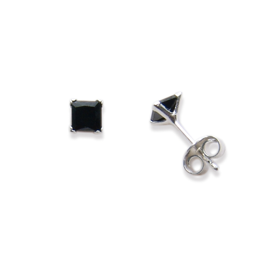 P. Pendientes Cz Negro 4x4mm