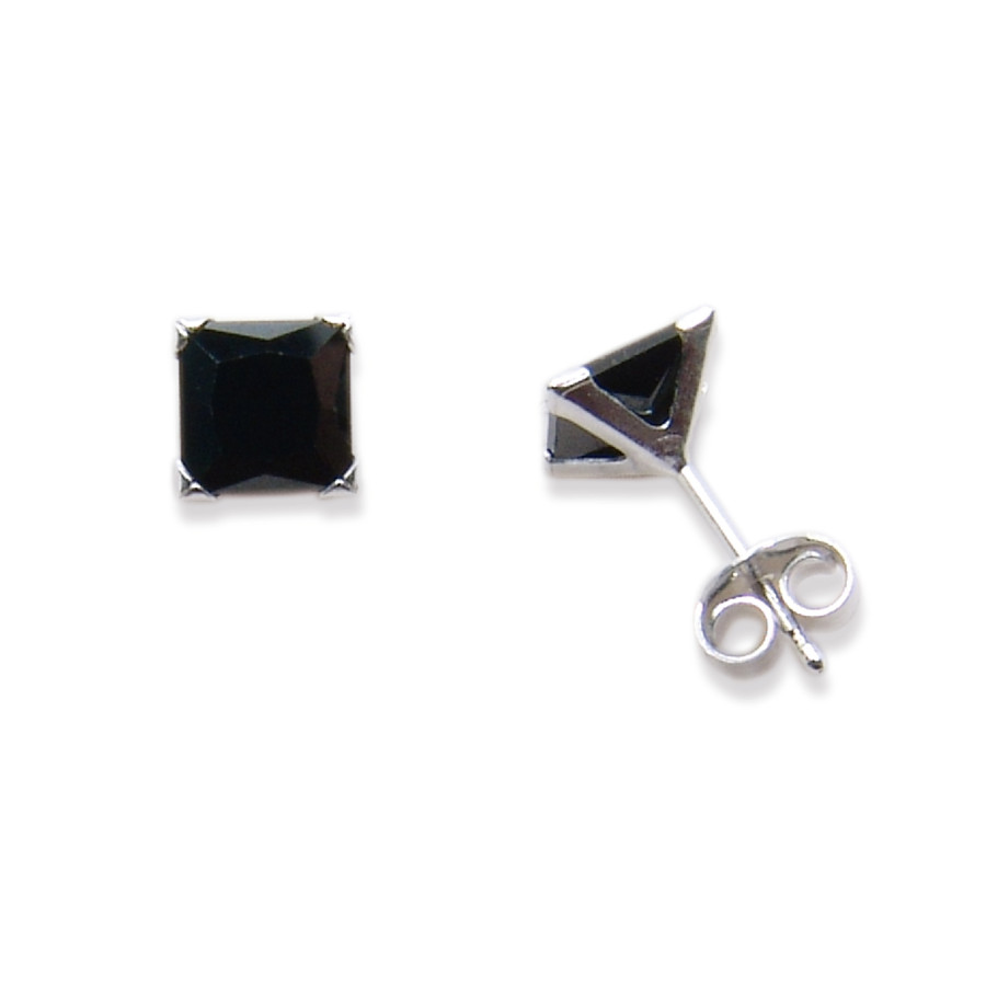 P. Pendientes Garra C/Cz Negra 6x6mm