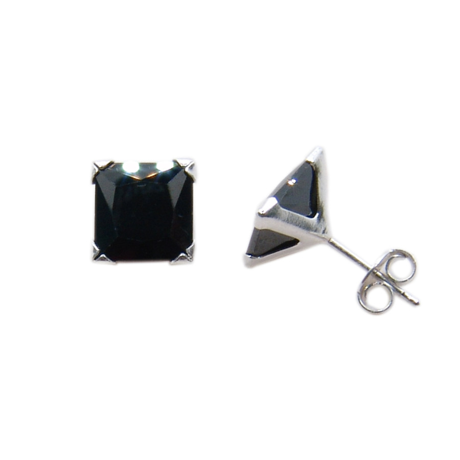 P. Pendientes Garra C/Cz Negro 8x8mm