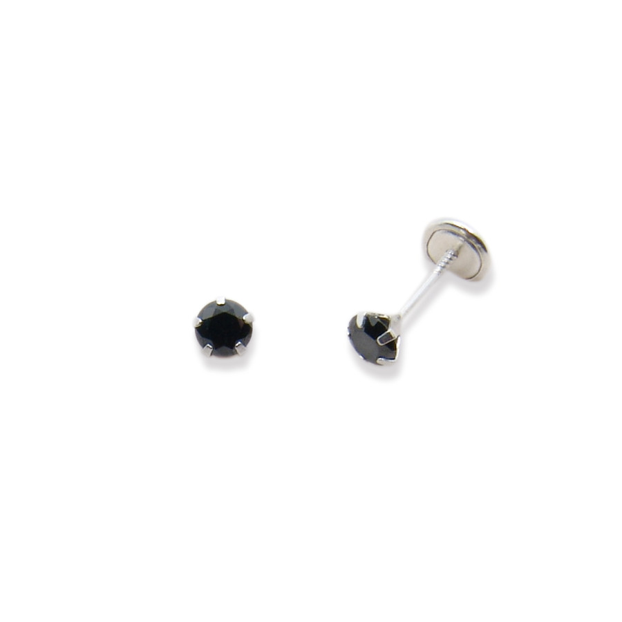 P. Pendientes Cz Negro 4mm