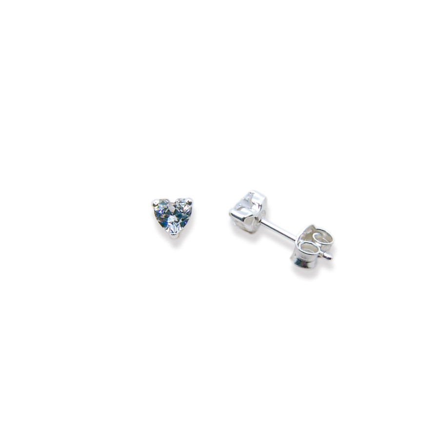 P. Pendientes garra bolas corazón C/Cz 4mm alto