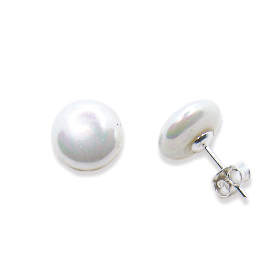 P. Pendientes Perla Plana Shell de 10mm