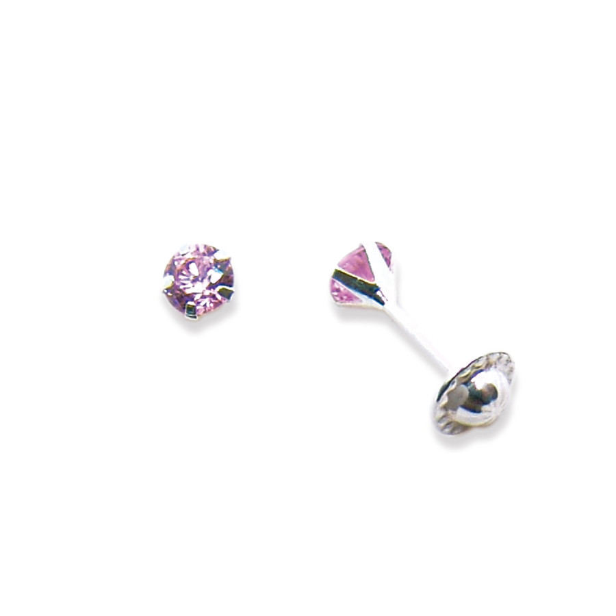 P. Pendientes Cz  de 4mm Rosa