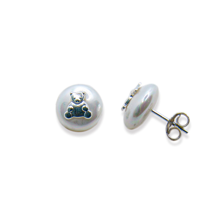 P. Pendientes Perla Shell con Oso