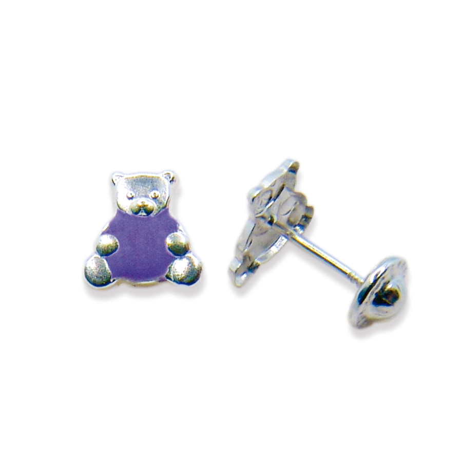 P. Pendientes Oso esmaltado 8mm de alto