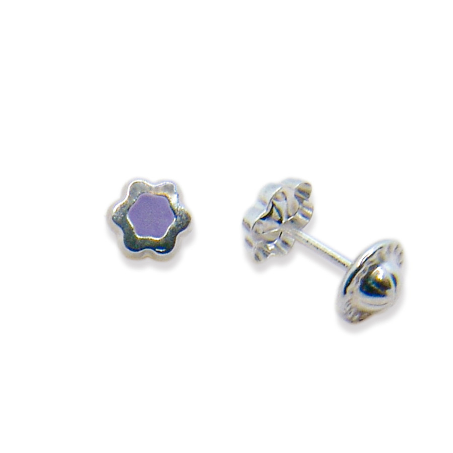 P. Pendientes Flor centro esmaltado de 6mm