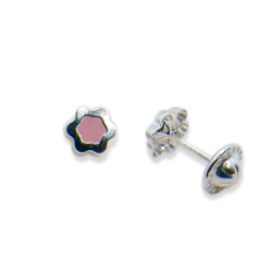 P. Pendientes Flor centro esmaltado de 6mm