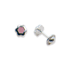 P. Pendientes Flor centro esmaltado de 6mm
