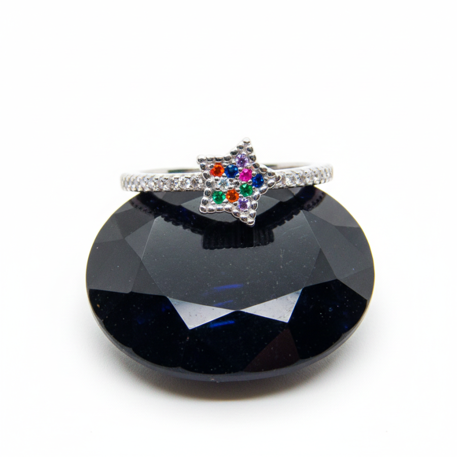Sortija Estrella con piedras Rodiado