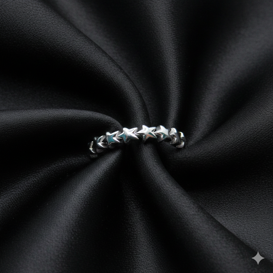 Anillo Estrellas liso Rodiado