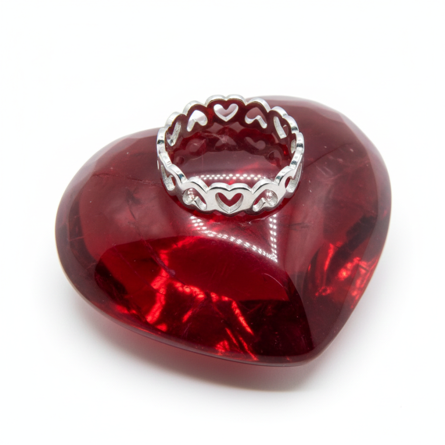 Sortija Corazones continuados Rodiado