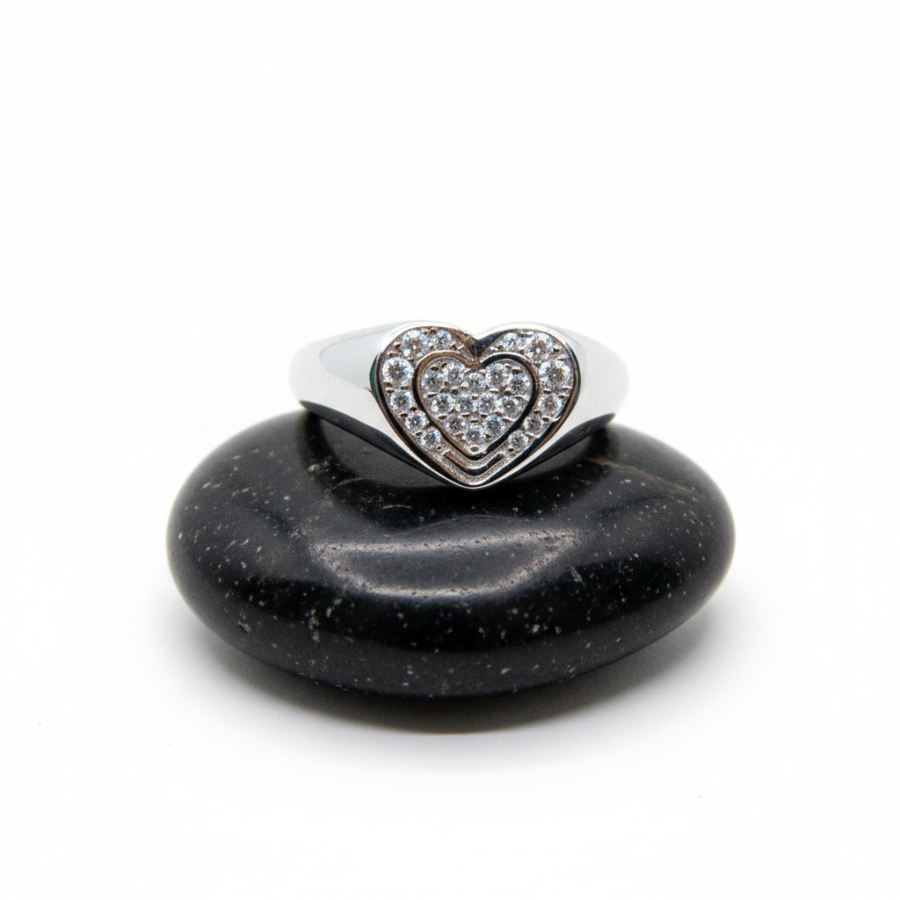 Sortija Corazón con piedra Rodiado