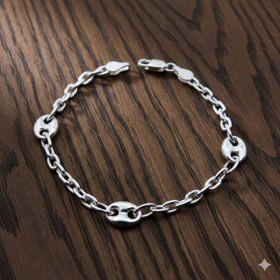 Pulsera combinada con calabrote macizo 9x11mm