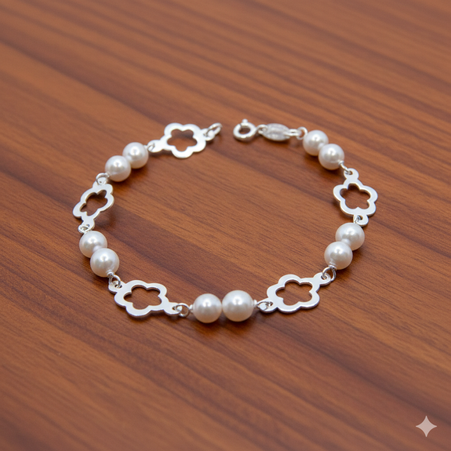 Pulsera flor con Perlas Shell de 6mm