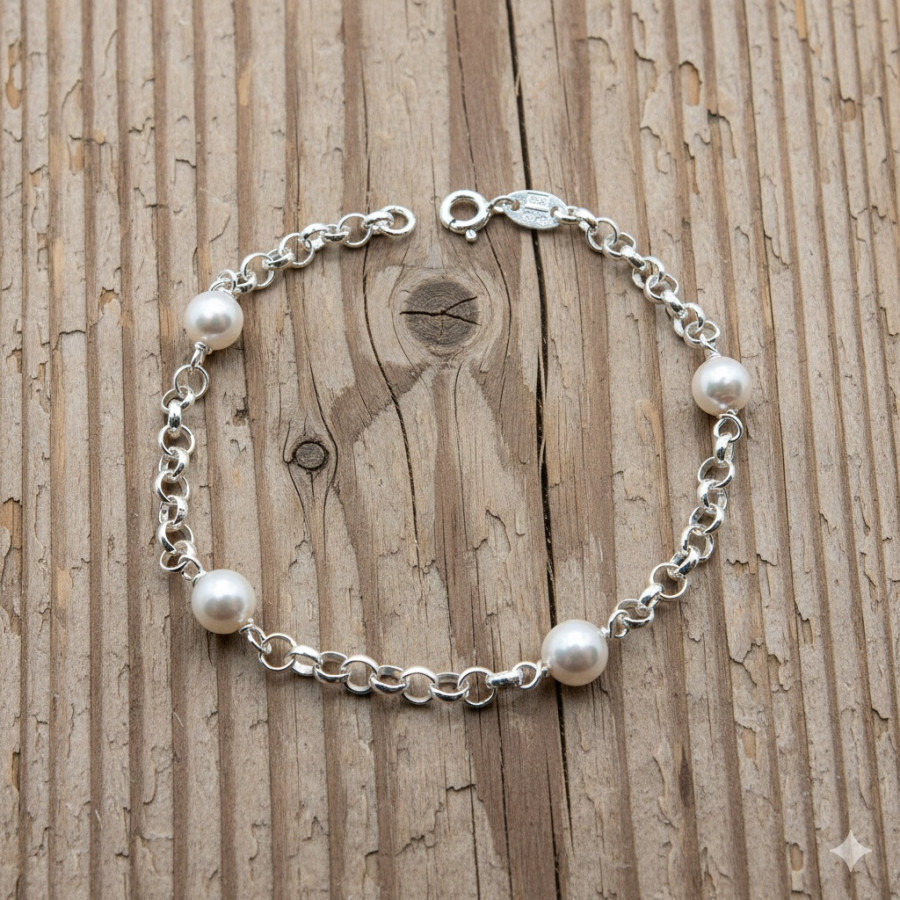 Pulsera Rolo con Perlas Shell de 6mm