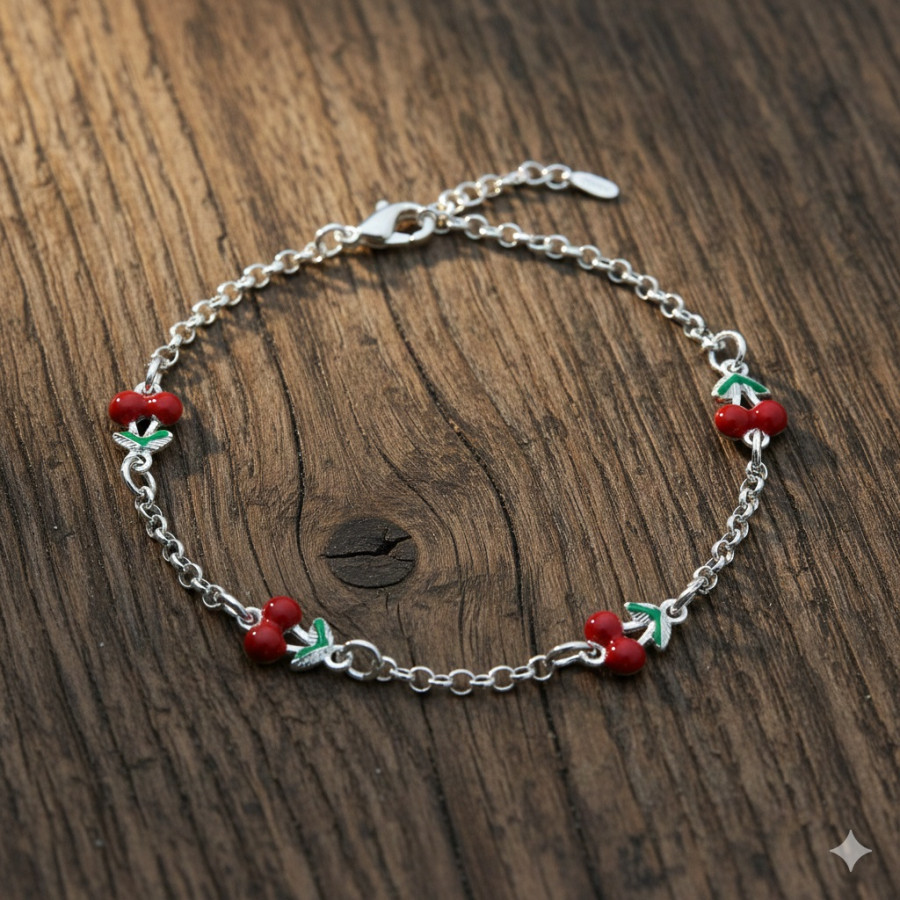 Pulsera Infantil Cereza con esmlate