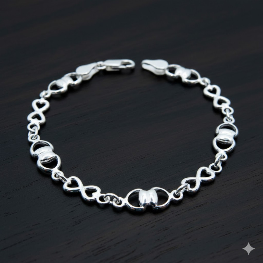 Pulsera Señora combinada con infinitos (eslabón 6mm x 12mm)