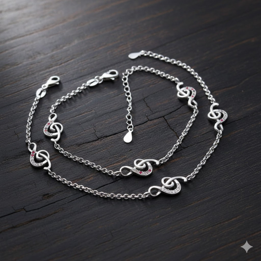 Pulsera con piedras 3 motivos Clave de Sol Rodiada