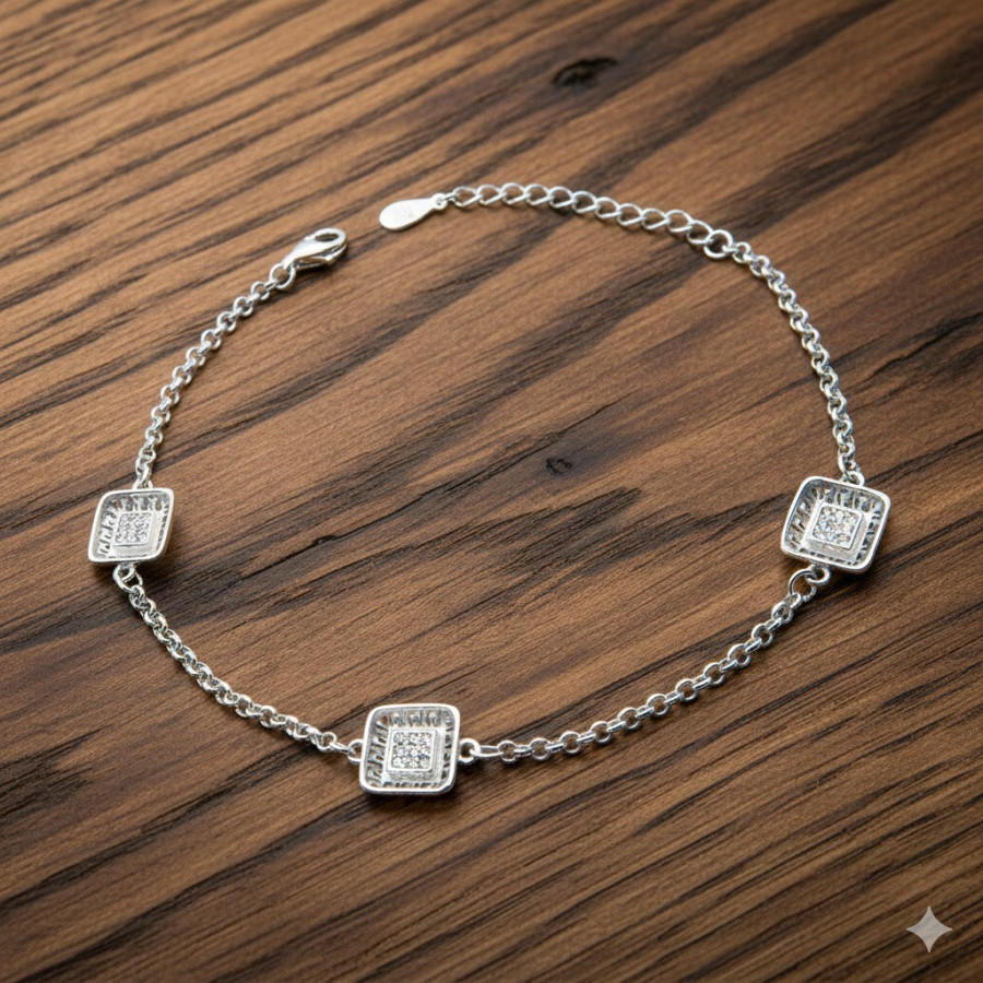 Pulsera tres motivos con piedras Rodiada