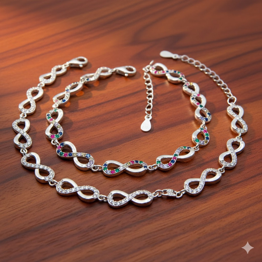 Pulsera Infinitos con piedra Rodiada