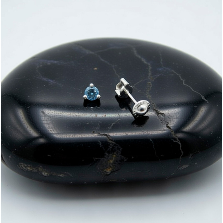 P. Pendientes Garra 3 bolas  con C/Cz. de 4mm