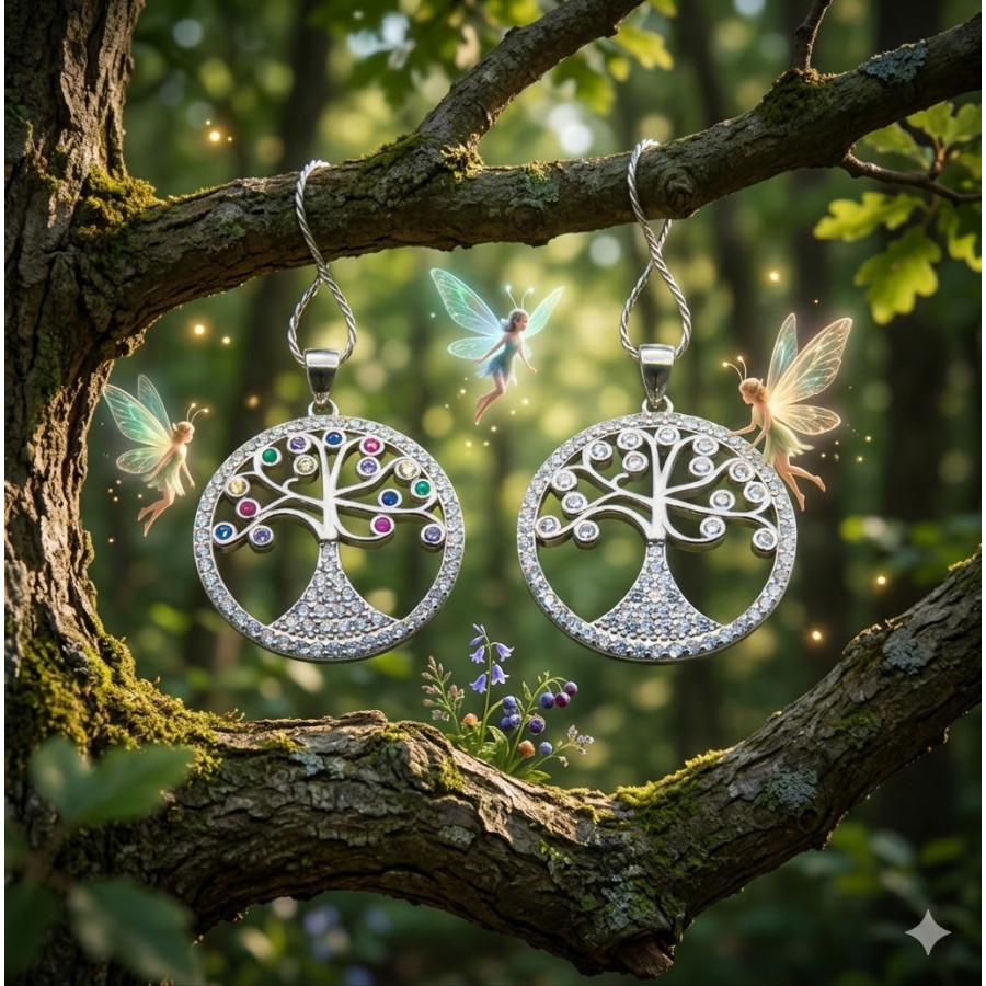 Colgante Árbol de la Vida con piedras 20mm Rodiado