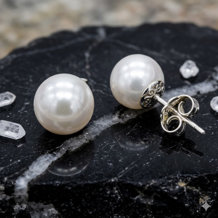 P. Pendientes Perla plastico 12mm c/casquilla