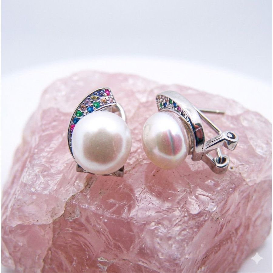 P. Pendientes de Señora con Perla Rodiados