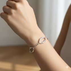 Pulsera lisa combinada c/cadena