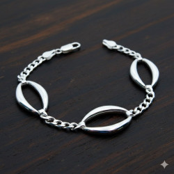 Pulsera lisa combinada c/cadena