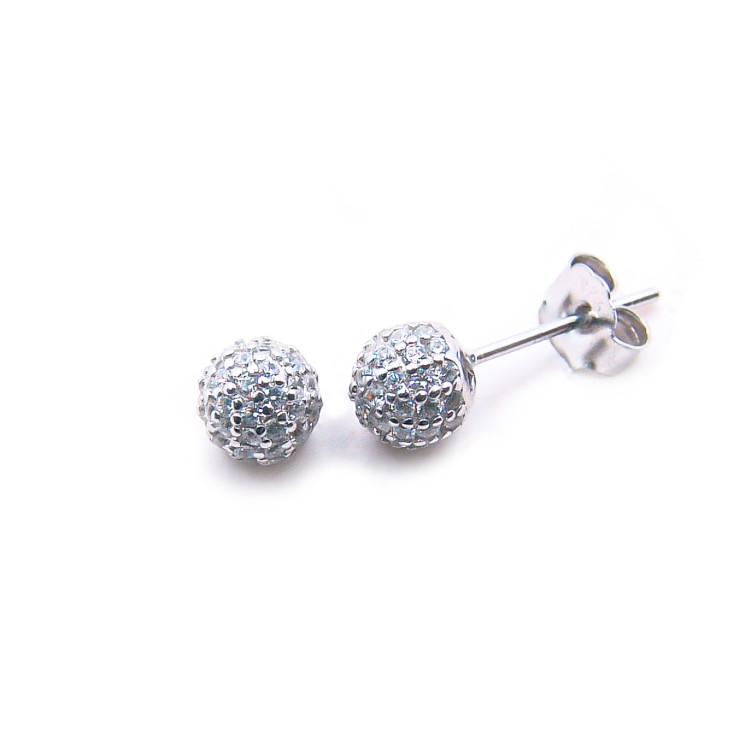 P. Pendientes Bola 6mm con piedras Rodiados